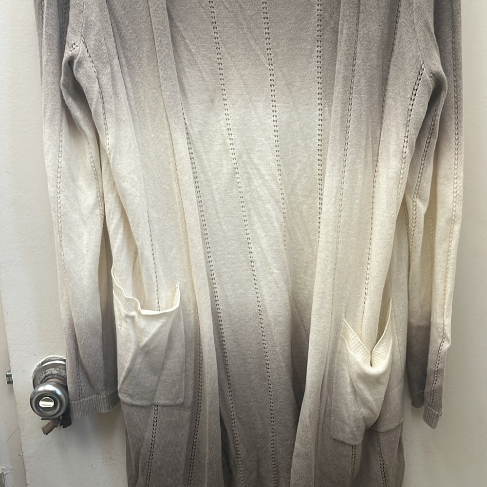 My Tribe Long Open Front With Pockets Ombré Cardigan Size Large - Picture 4 of 15